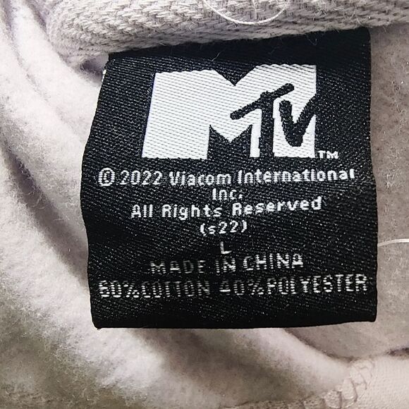 MTV Vintage Style Long Sleeve Unisex Hoodie Lilac Mens Womens Large #L - Picture 3 of 4